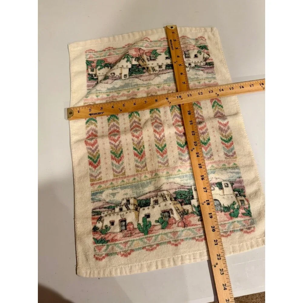 VTG The Kitchen Works Southwestern Pueblo Village Kitchen Towel 80s 90s‎